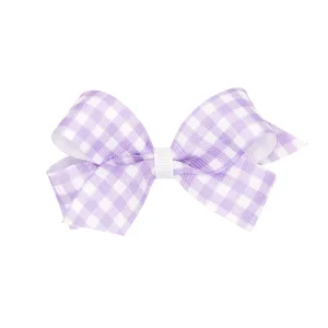 Mini Purple Gingham Grosgrain Hair Bow on Clippie