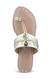 Mirror Metallic K Flats Pewter