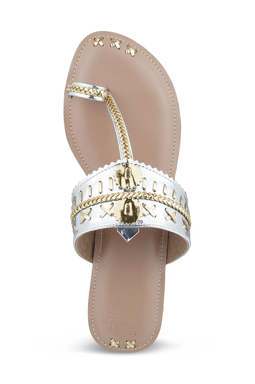 Mirror Metallic K Flats Silver