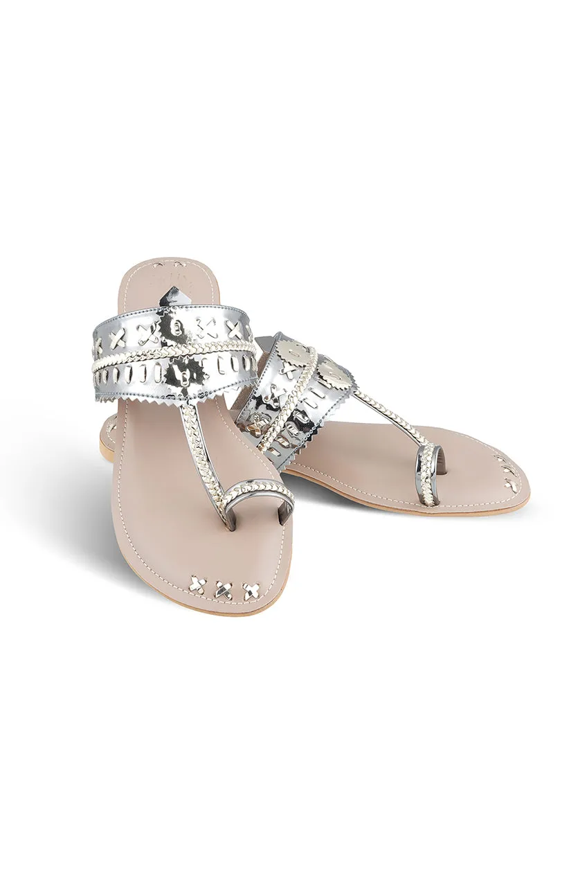 Mirror Metallic K Flats Silver