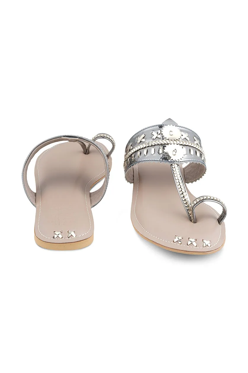 Mirror Metallic K Flats Silver