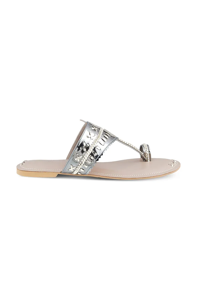 Mirror Metallic K Flats Silver