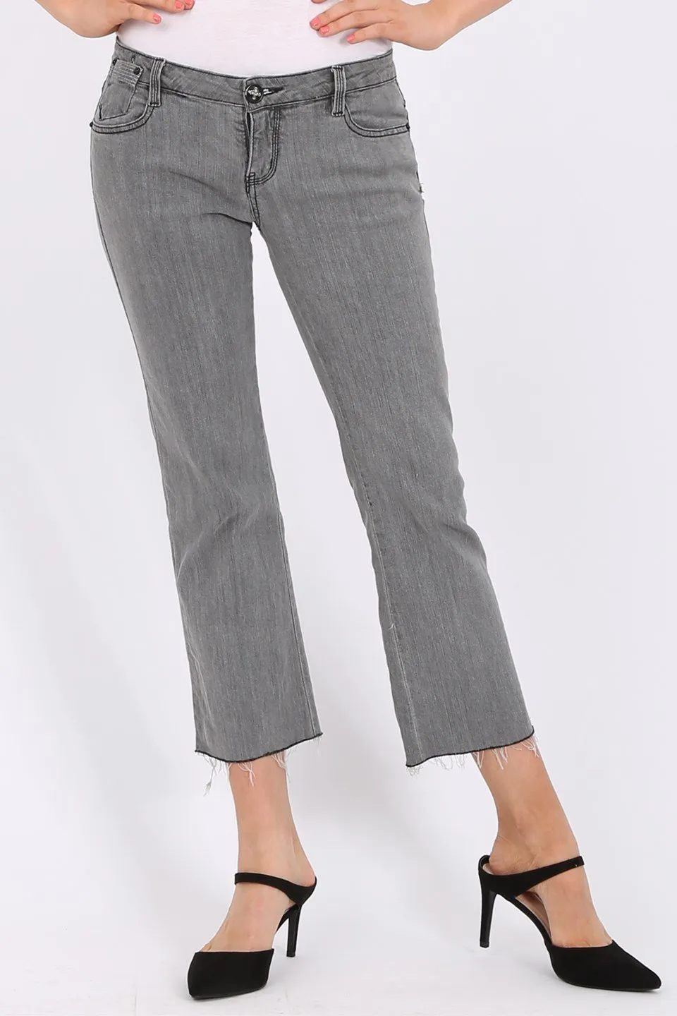 MISS PINKI Payton cropped jeans in grey
