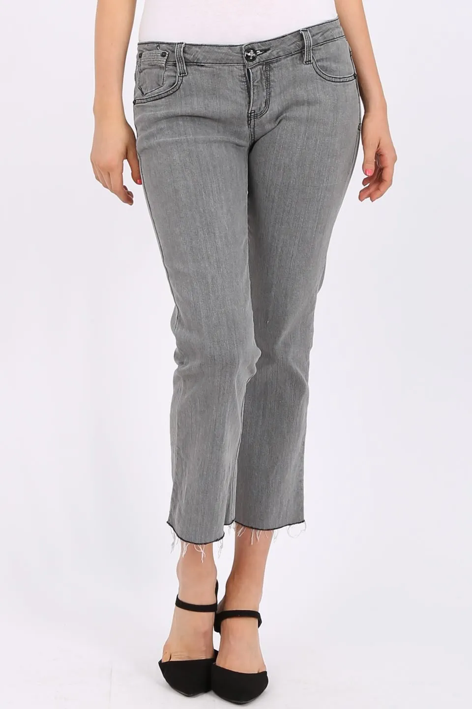 MISS PINKI Payton cropped jeans in grey