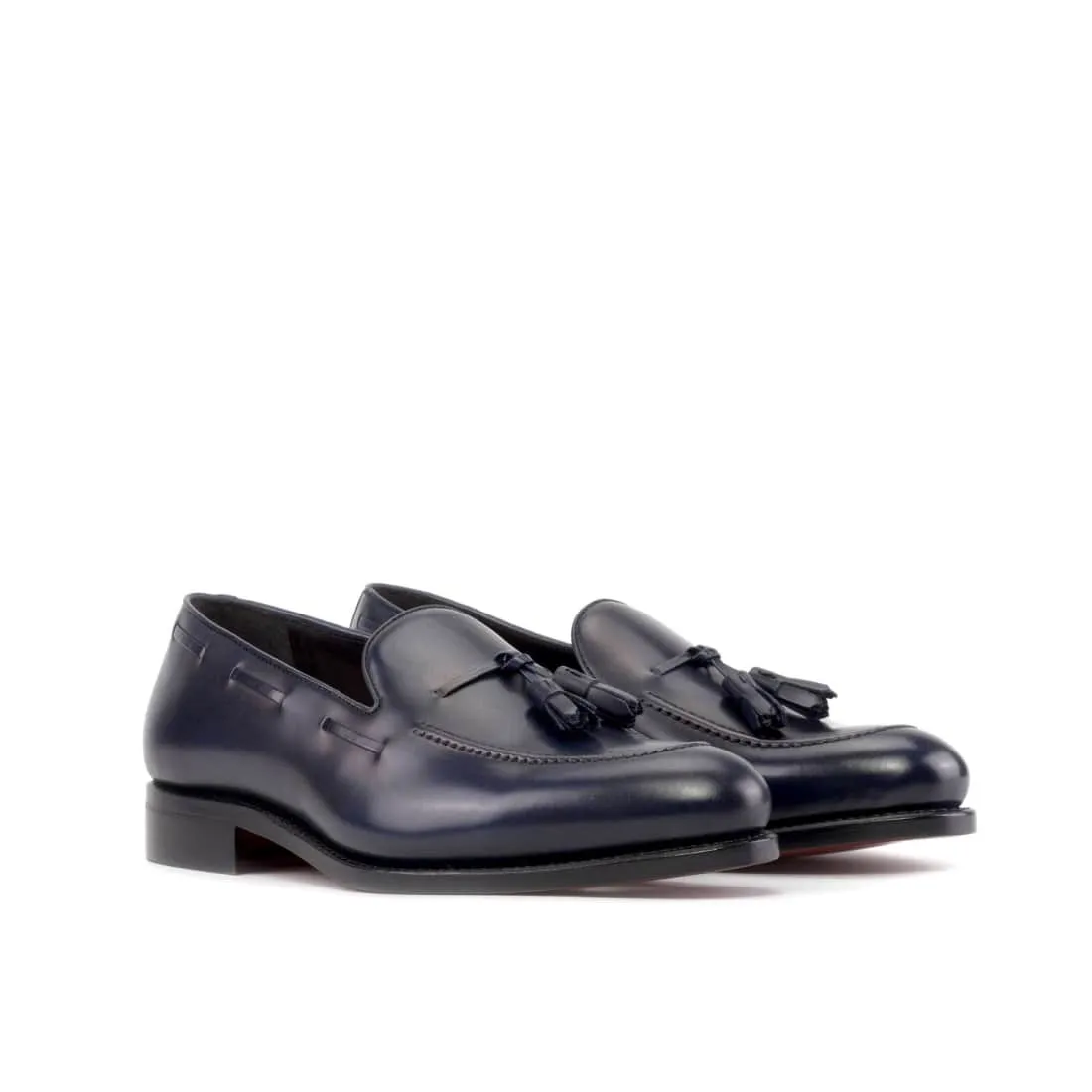 Mocassin à glands en cuir bleu marine