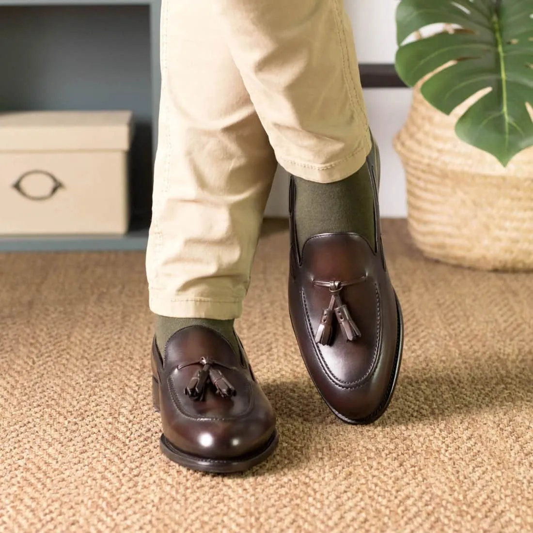 Mocassin à glands en cuir marron foncé