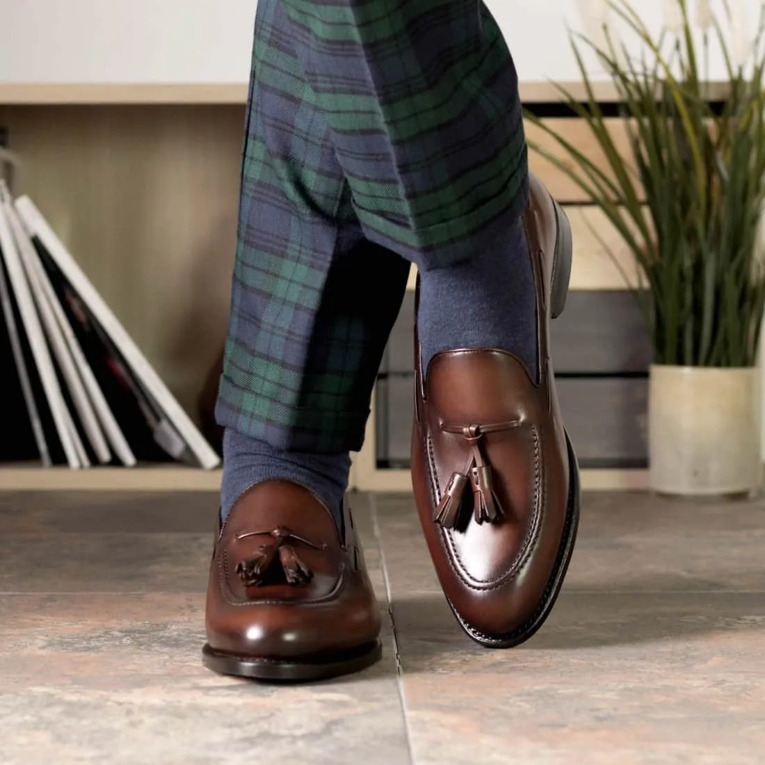 Mocassin à glands en cuir marron
