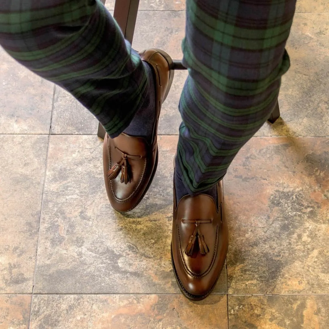 Mocassin à glands en cuir marron