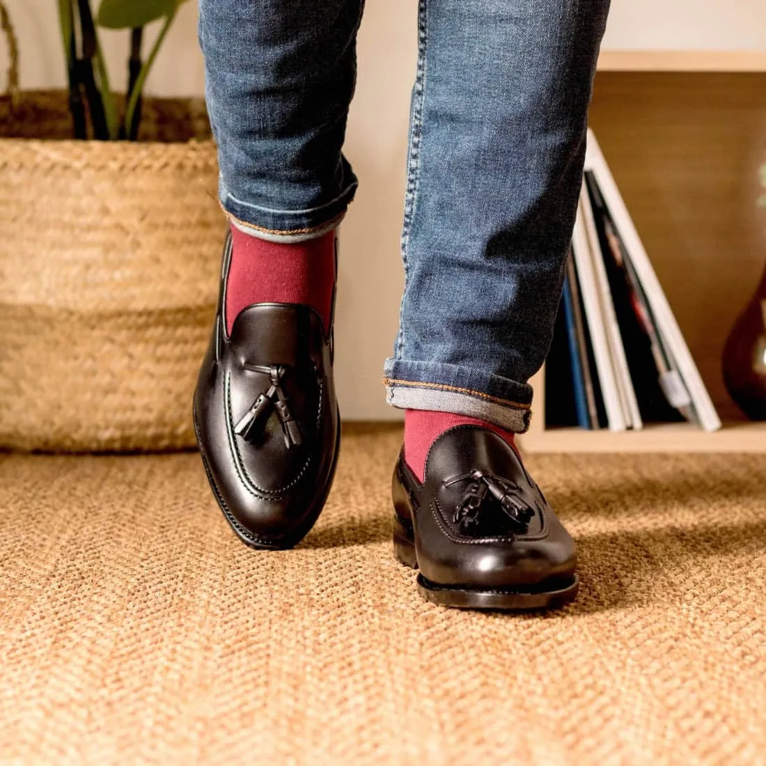 Mocassin à glands en cuir noir