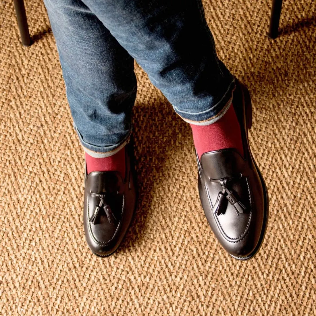 Mocassin à glands en cuir noir