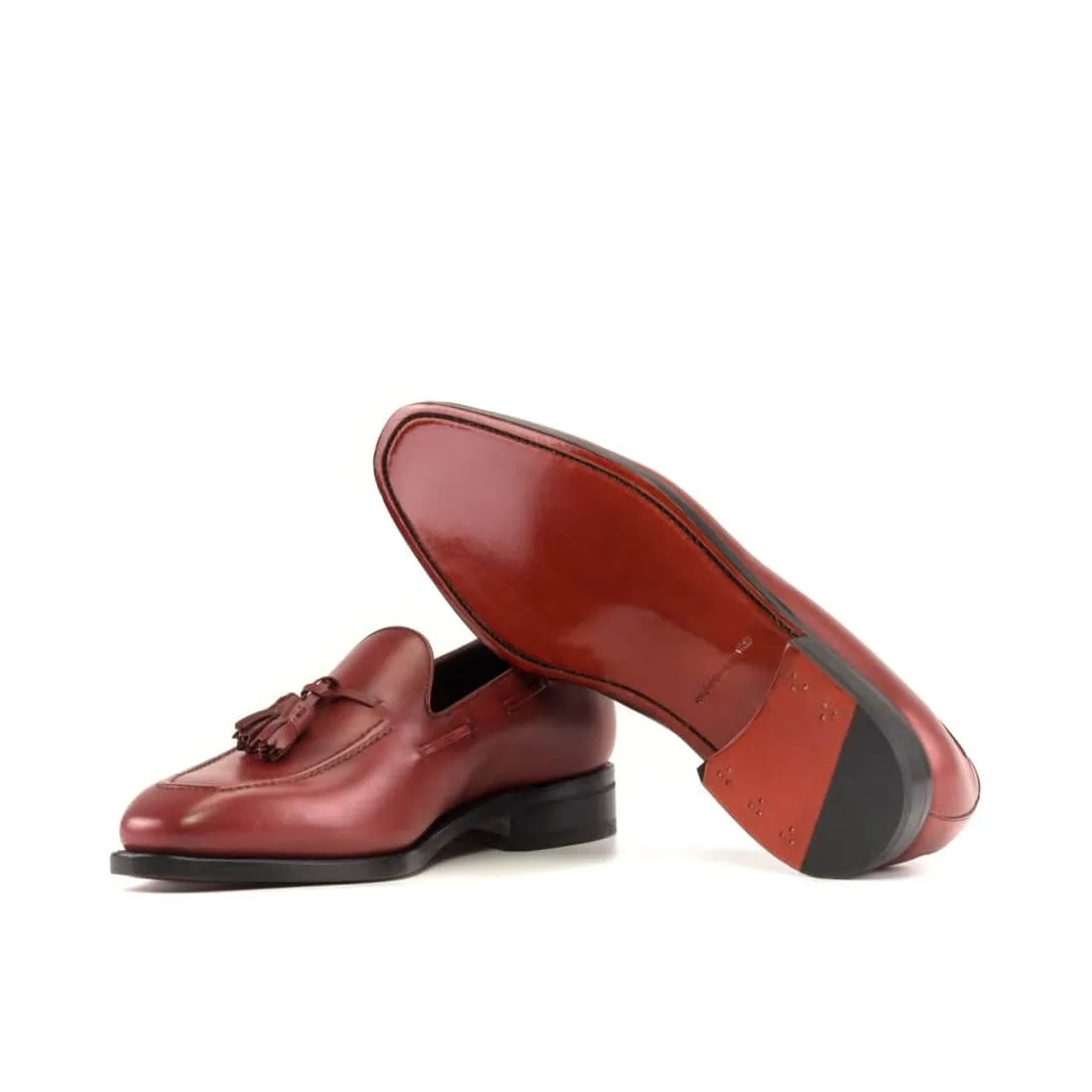 Mocassin à glands en cuir rouge