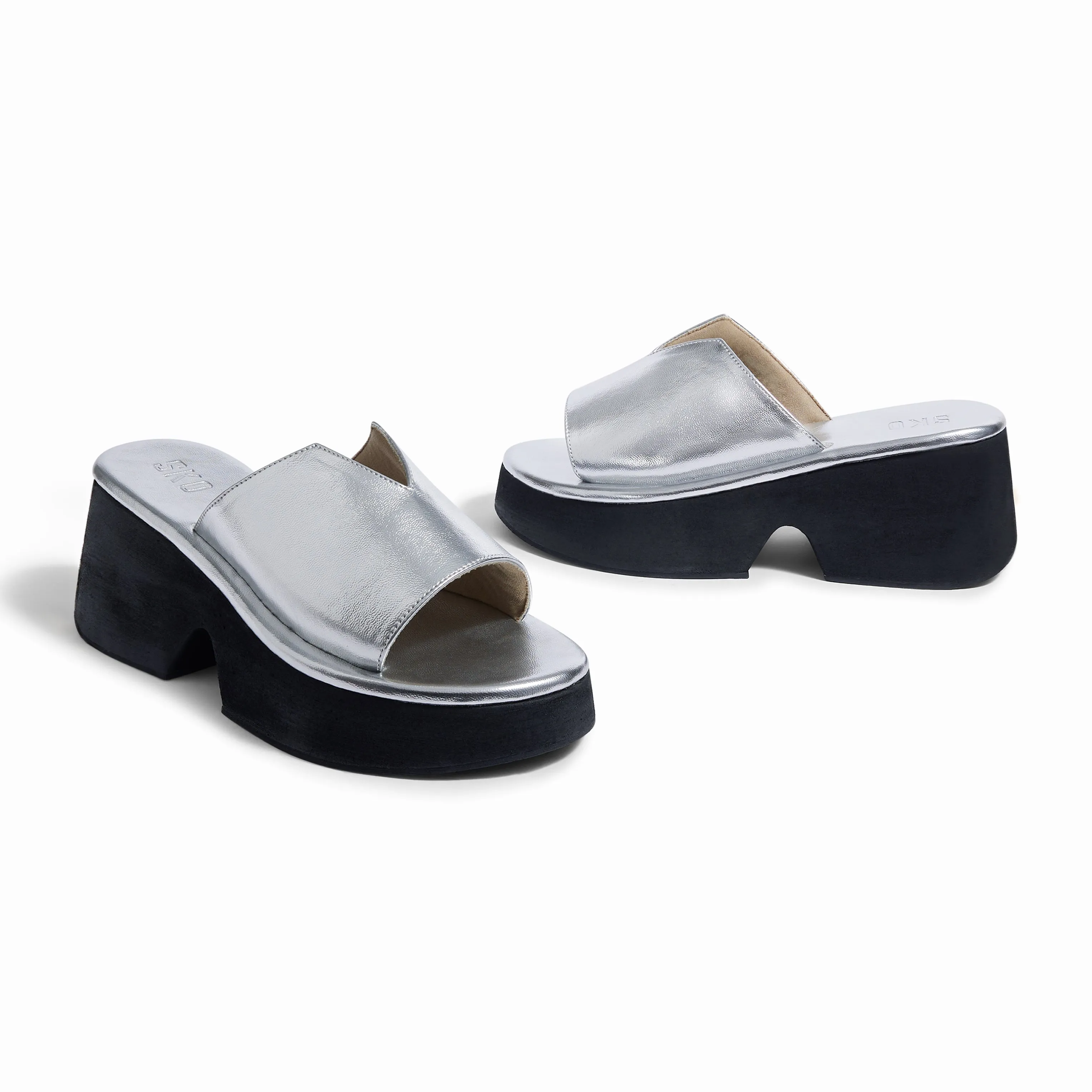 Modena Silver Platform Sandals For Women