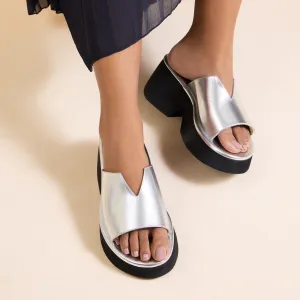 Modena Silver Platform Sandals For Women