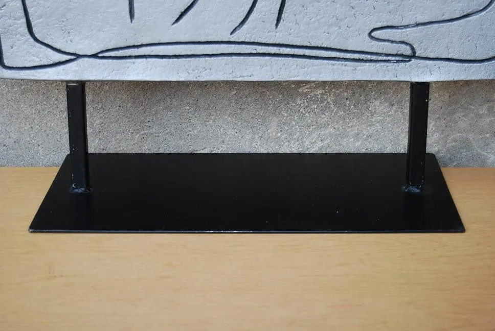 Modern Picasso-like Grey Flat Ceramic Table Sculpture of Man & Woman