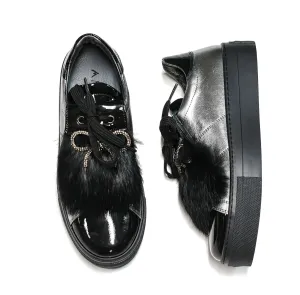 Morelli Women's Silver & Black Bow Sneaker 40% OFF