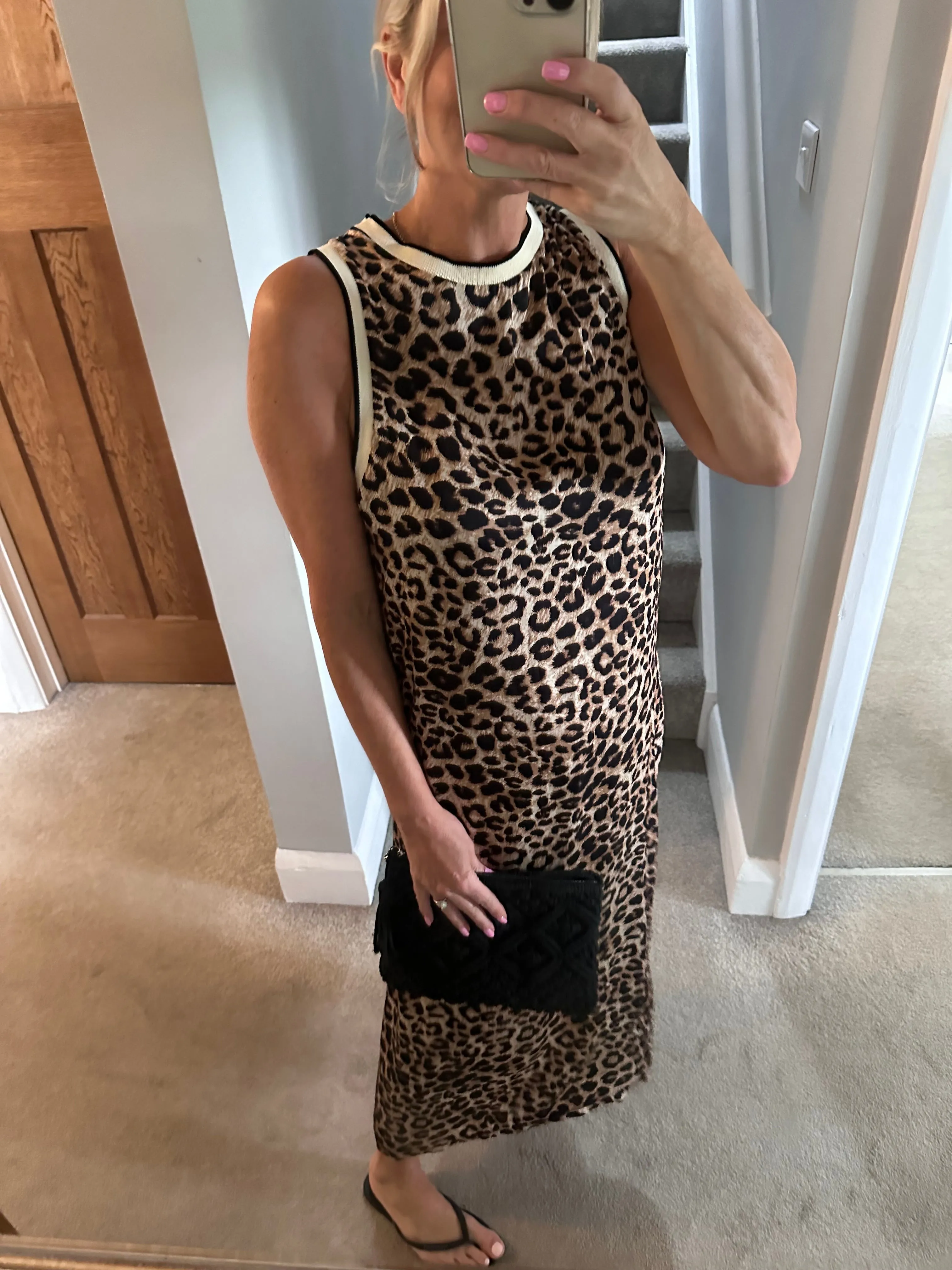 Navy Leopard Print Shift Dress