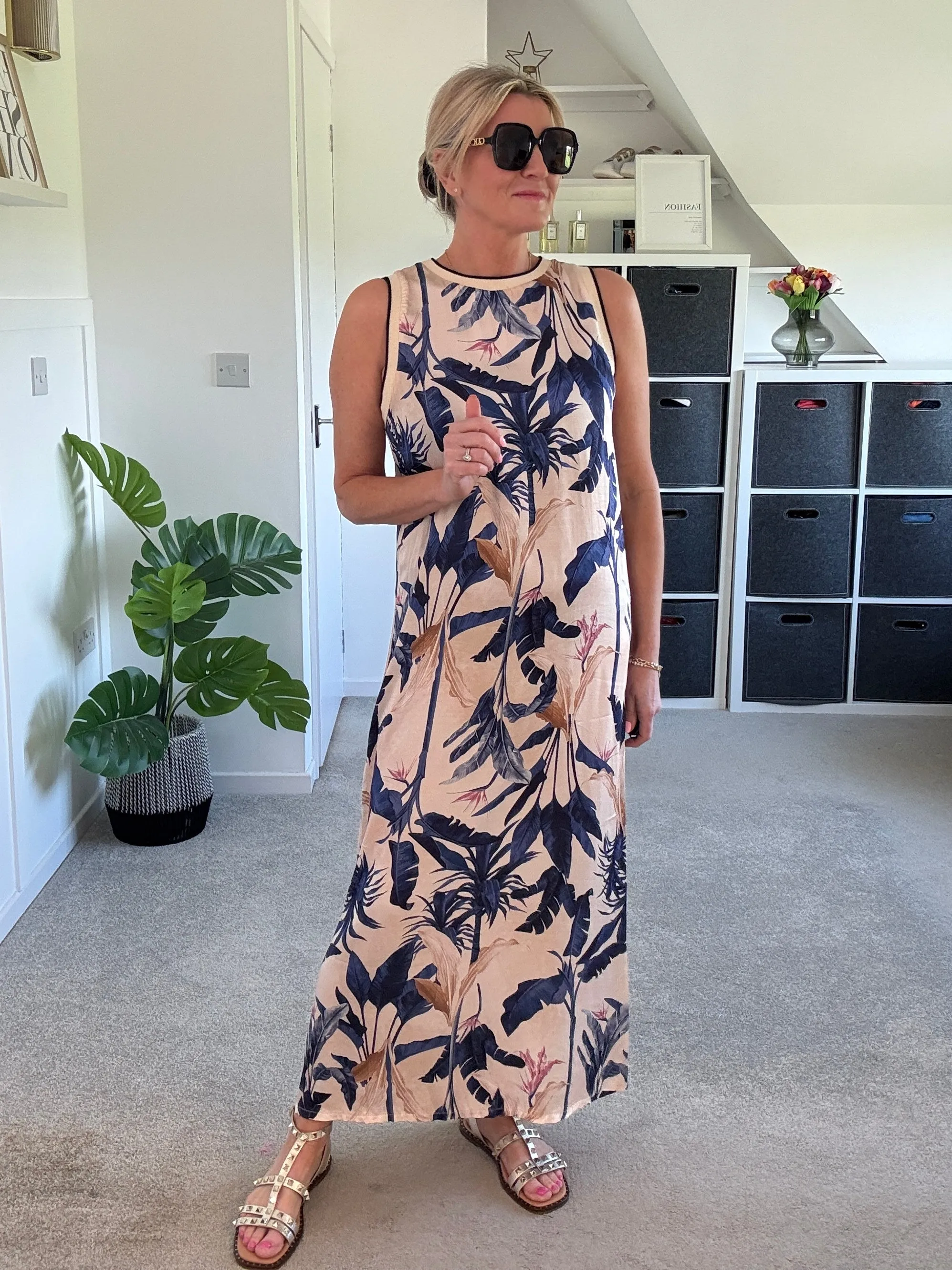 Navy Leopard Print Shift Dress