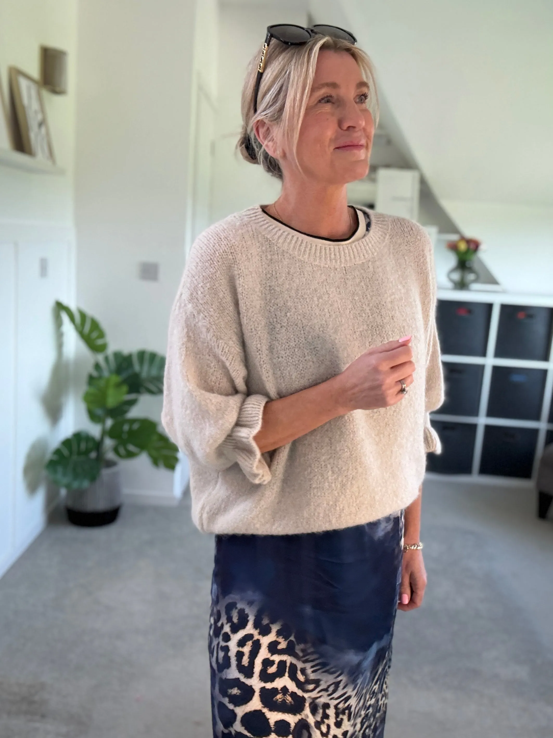 Navy Leopard Print Shift Dress