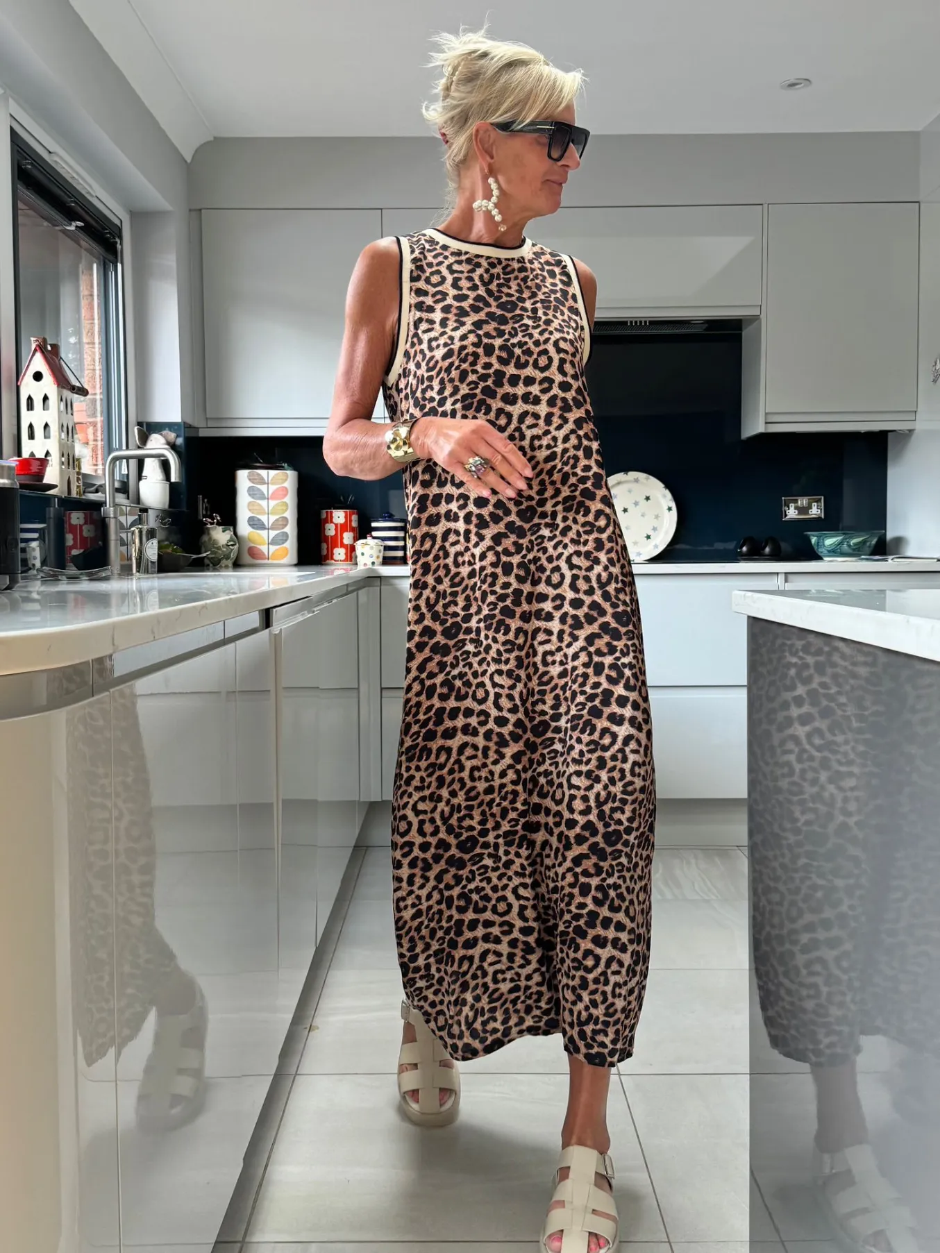 Navy Leopard Print Shift Dress