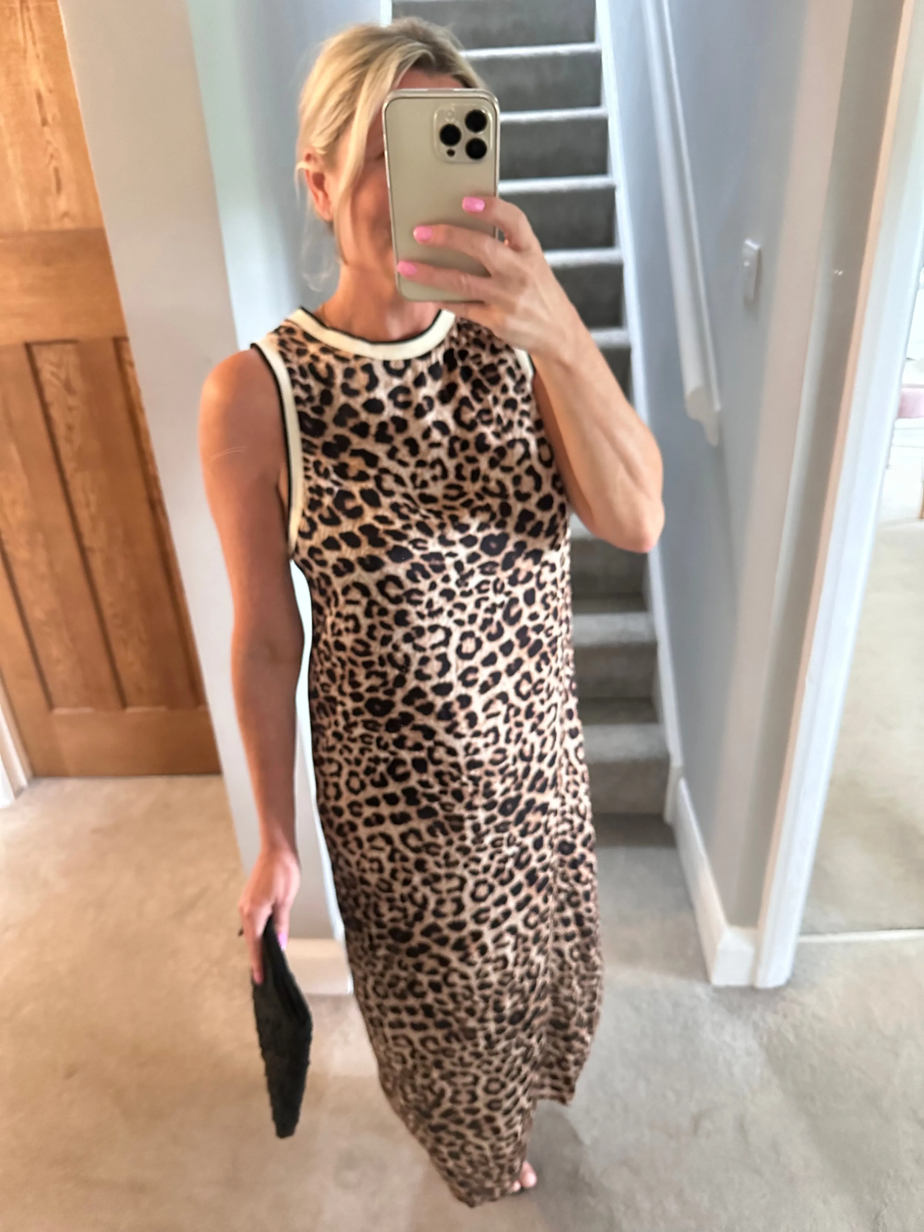 Navy Leopard Print Shift Dress