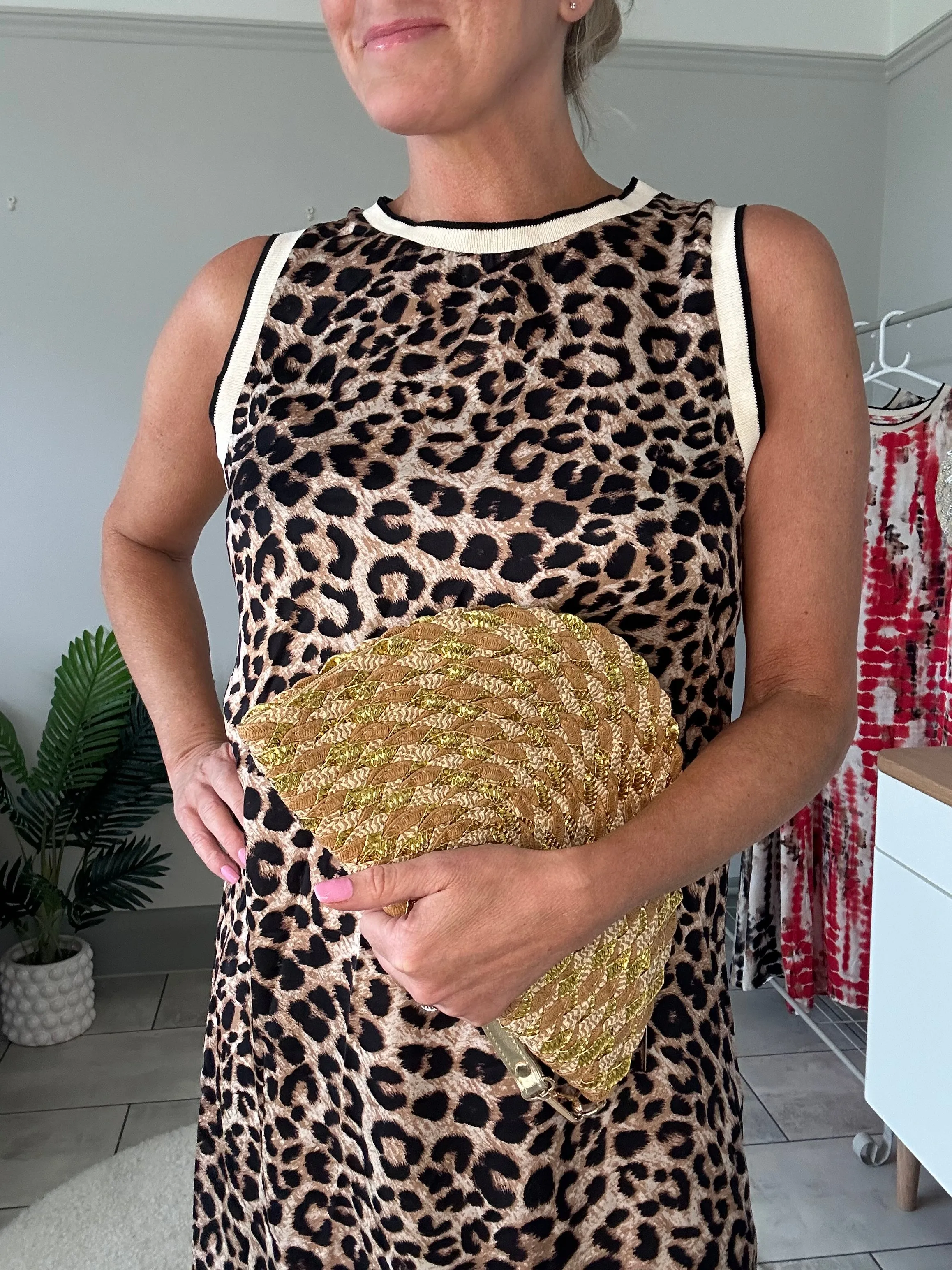 Navy Leopard Print Shift Dress