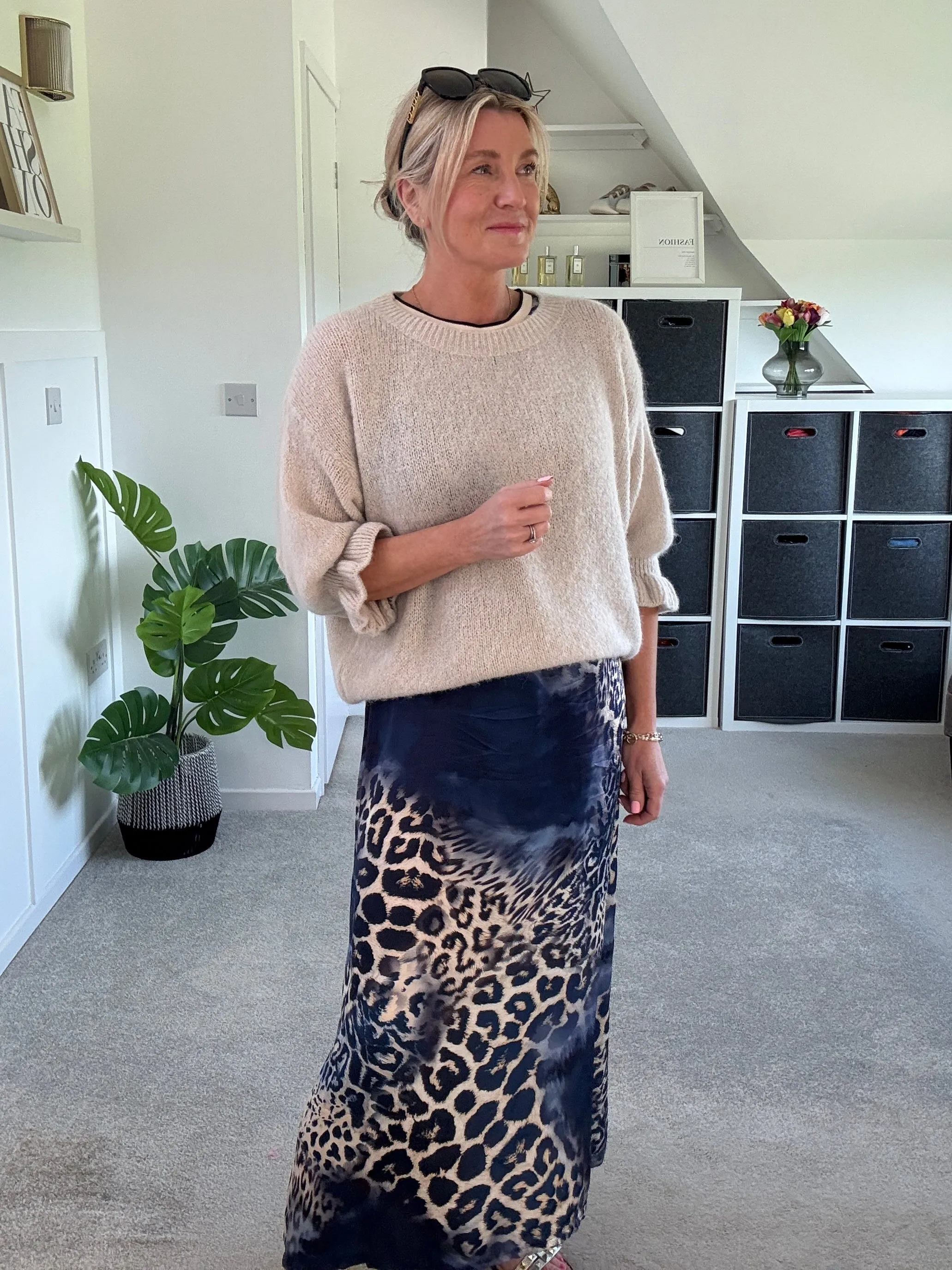 Navy Leopard Print Shift Dress