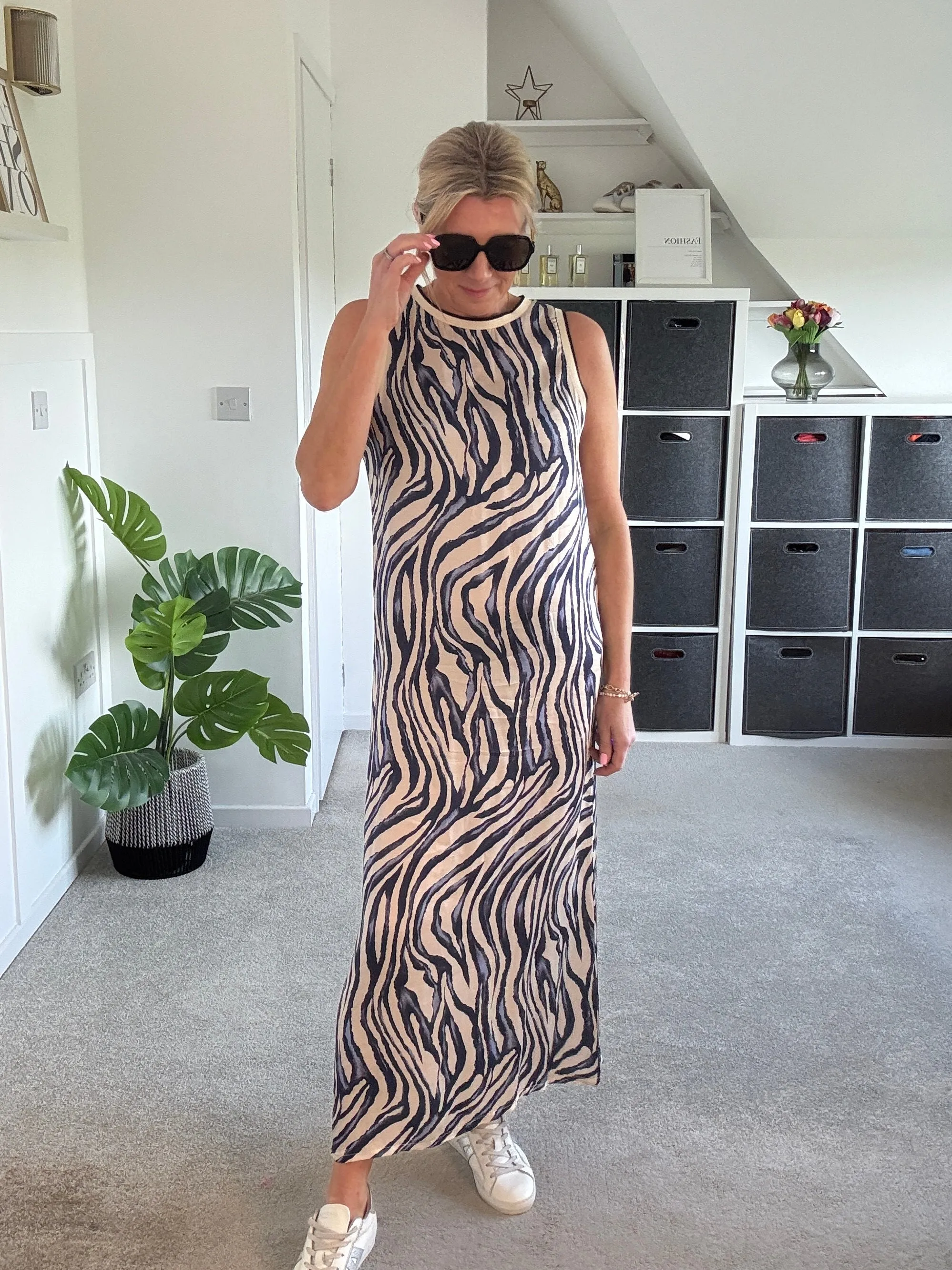 Navy Leopard Print Shift Dress
