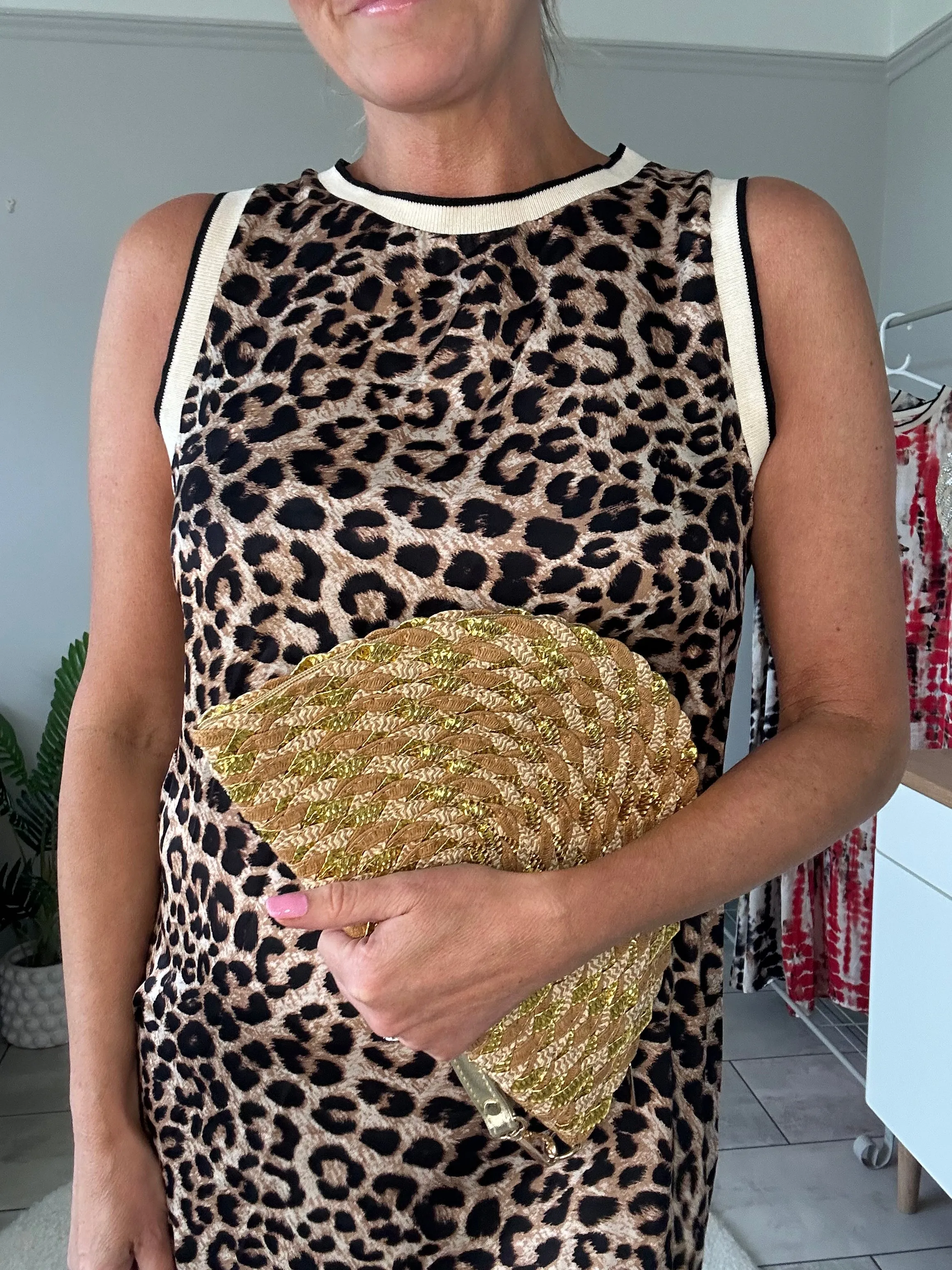 Navy Leopard Print Shift Dress