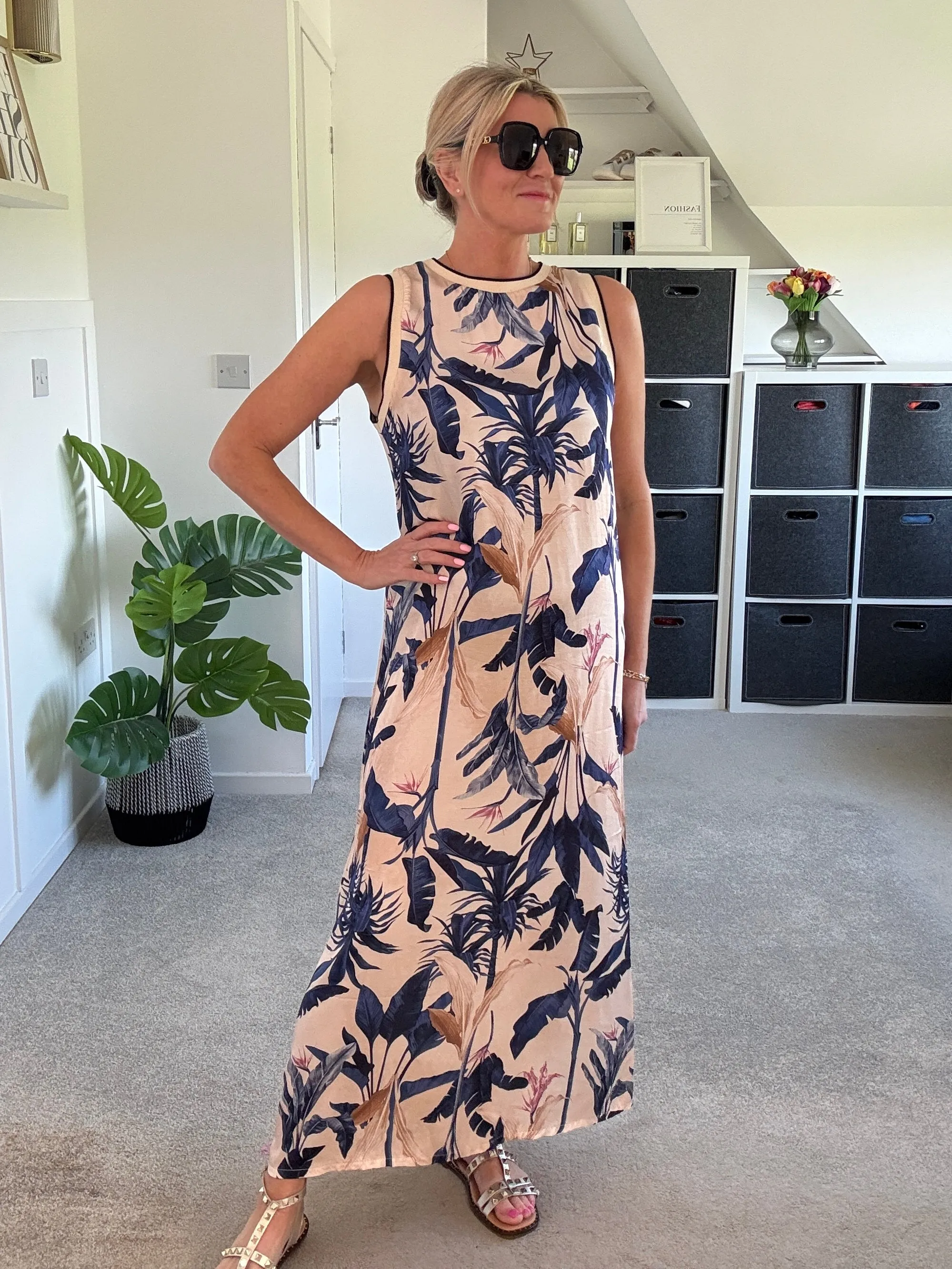 Navy Leopard Print Shift Dress