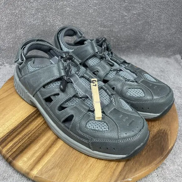 NEW Orthofeet Alpine Mens Size 12 2E X-Wide Fisherman Sandals Shoes Gray Leather