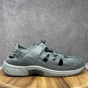 NEW Orthofeet Alpine Mens Size 12 2E X-Wide Fisherman Sandals Shoes Gray Leather