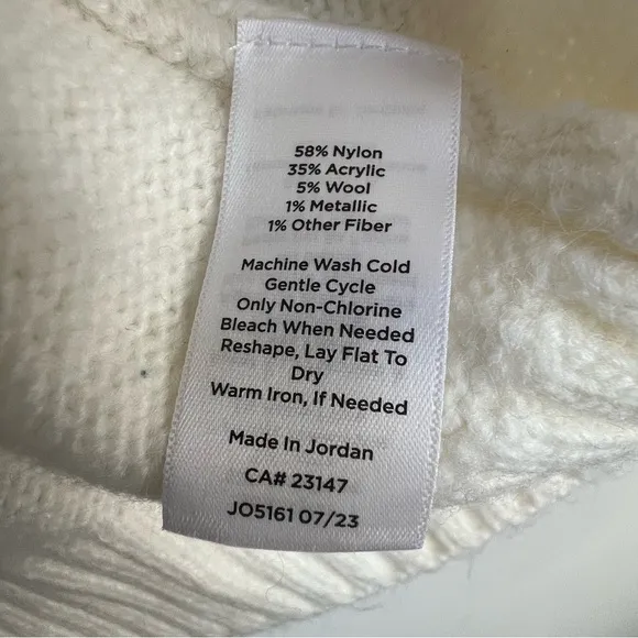 New Talbots JACQUARD CREWNECK SWEATER FAIR ISLE Large Ivory Gray Wool Nordic