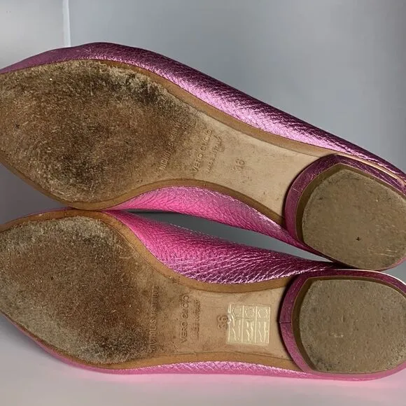 Nicholas Kirkwood Pink Metallic Flats Sz 36