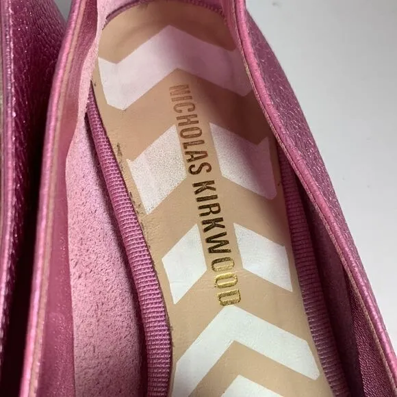 Nicholas Kirkwood Pink Metallic Flats Sz 36