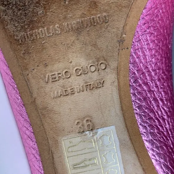 Nicholas Kirkwood Pink Metallic Flats Sz 36