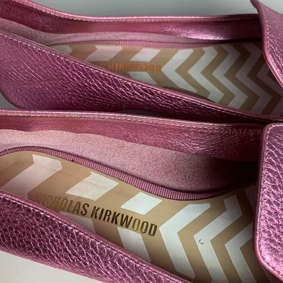 Nicholas Kirkwood Pink Metallic Flats Sz 36
