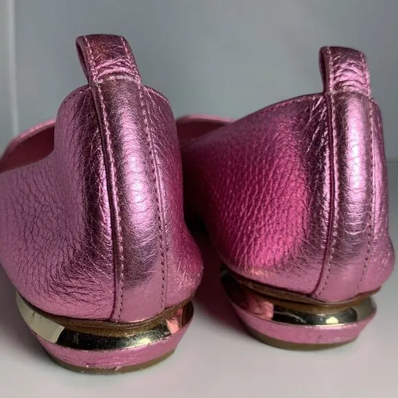 Nicholas Kirkwood Pink Metallic Flats Sz 36