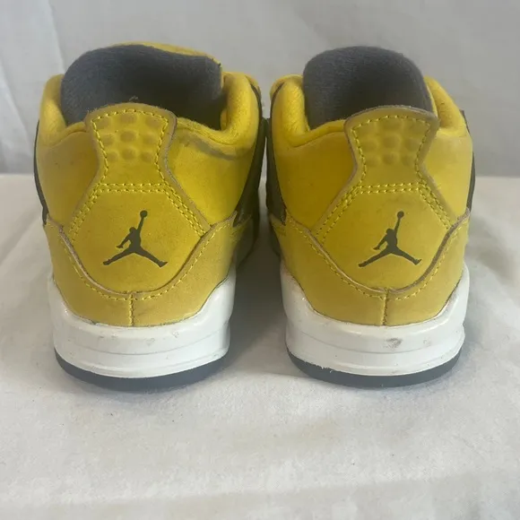 Nike Air Jordan 4 Retro Lighting Sneakers Toddler 8C Yellow Gray Basketball