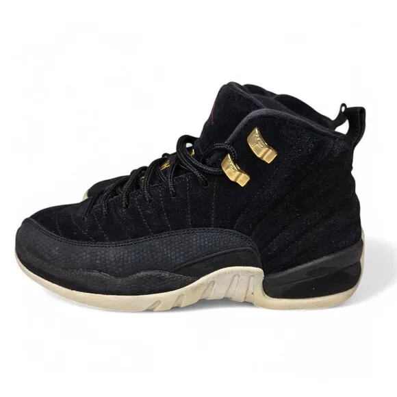 Nike Jordan 12 Retro Suede Sneakers Youth Reverse Taxi Basketball Mid Top 6Y