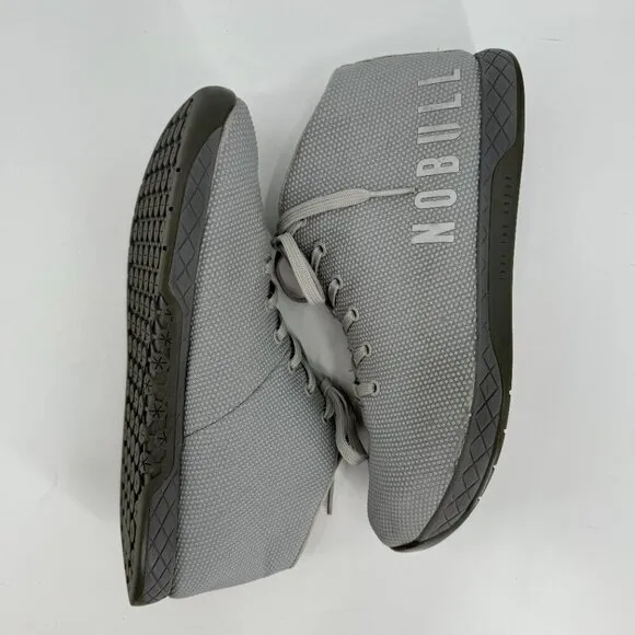 Nobull Mens Cool Gray Mid Court Trainer Athletic Lifting Gym Knit 11.5 Sneakers