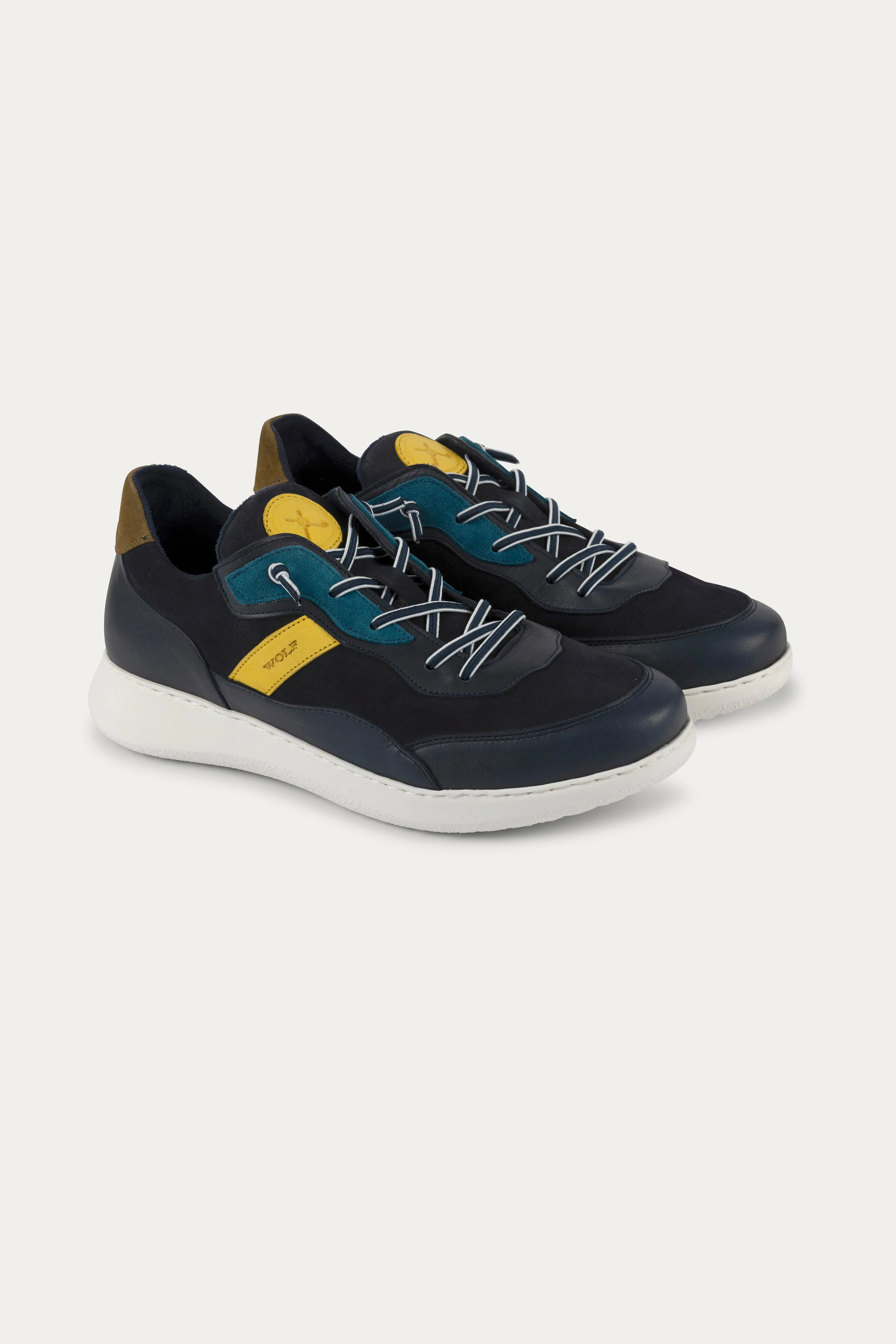Notting Leather Trainers in Blue