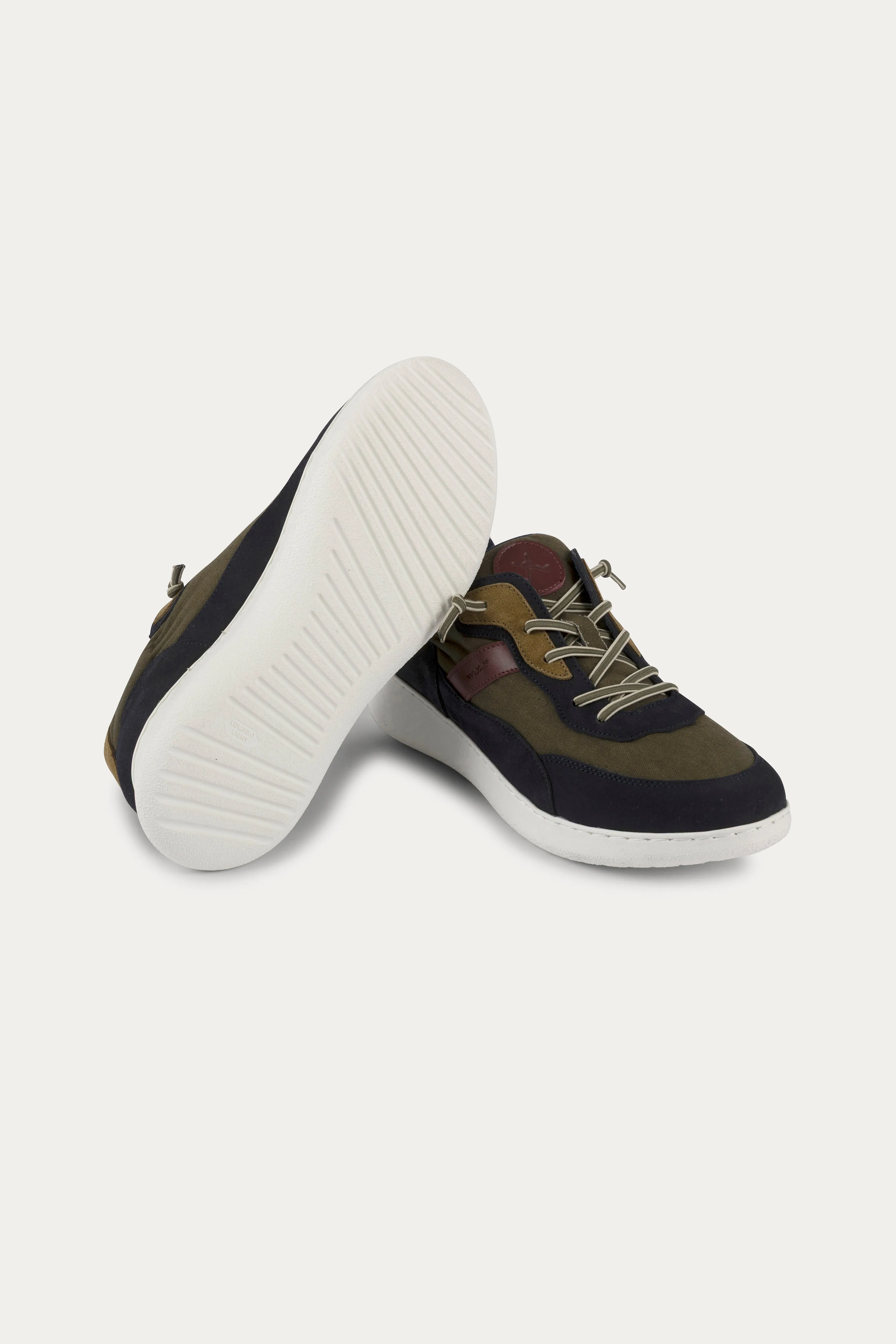 Notting Leather Trainers in Dark Green/Navy
