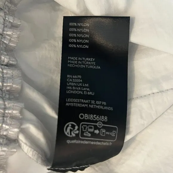 NWT By Anthropologie Metallic Shine Cargo Midi Skirt medium silver