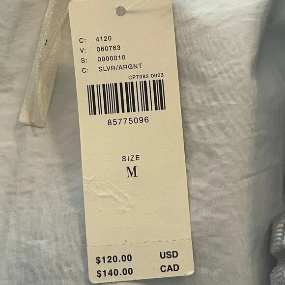 NWT By Anthropologie Metallic Shine Cargo Midi Skirt medium silver