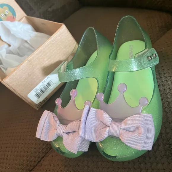 NWT MINI MELISSA Ultragirl Princess Bow Crown Kids Mary Jane Flats Size 11T