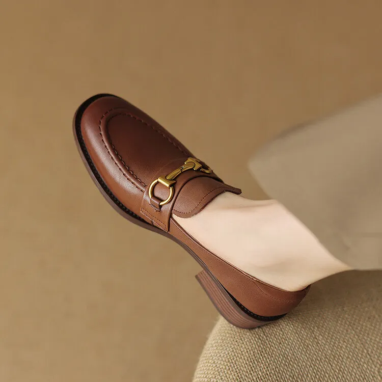 Off-White Brown Black Horsebit Strap Loafers #001140