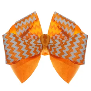 Orange Chevron Zigzag Ribbon Hair Bow