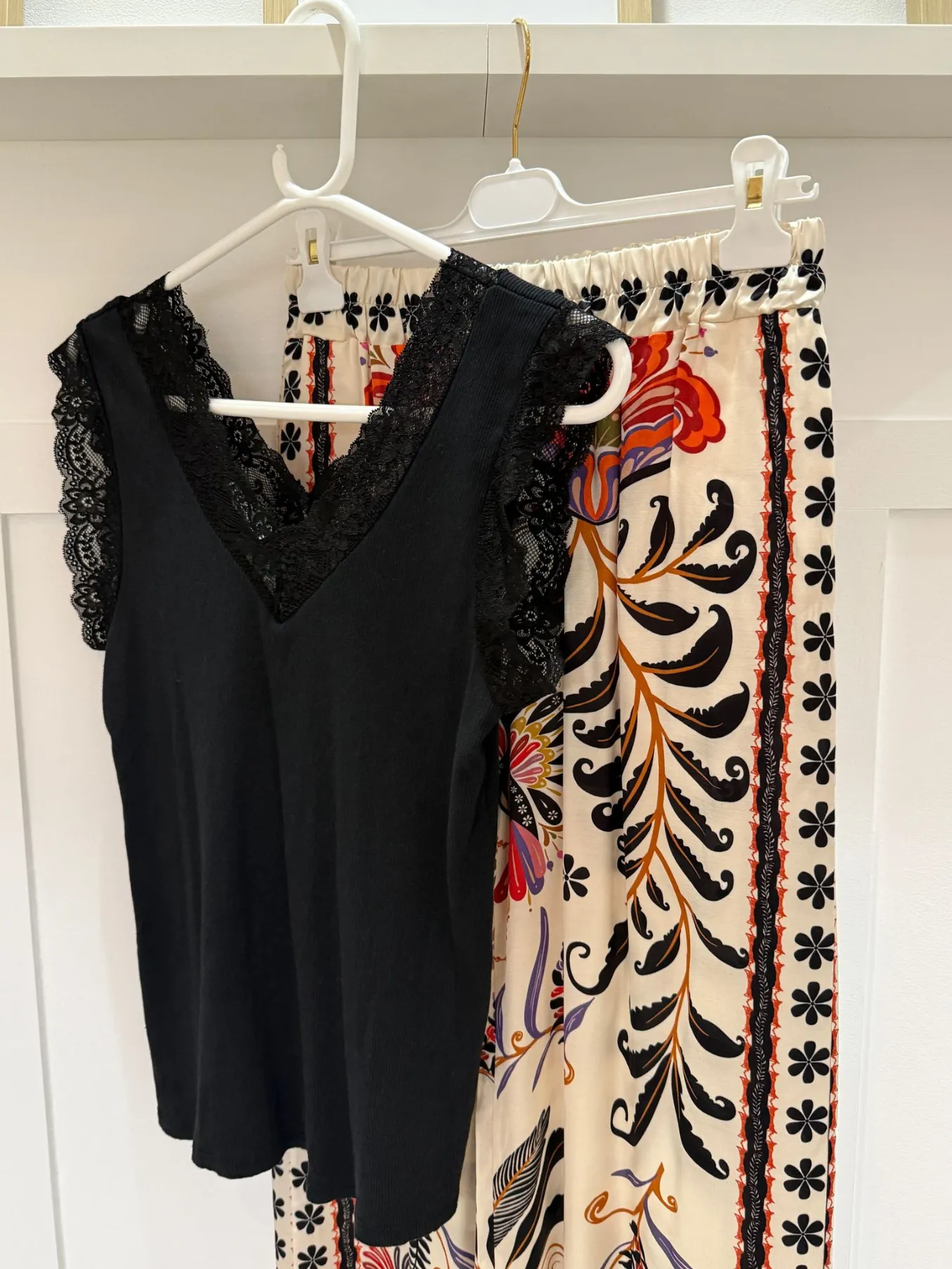Orange Silk Mix Printed Trousers