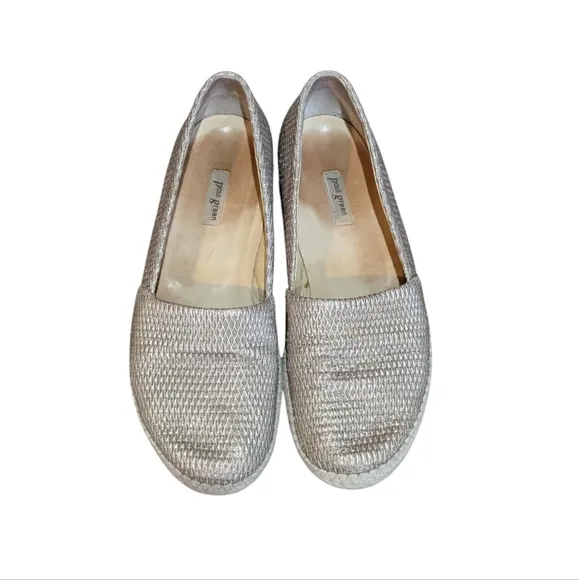 Paul Green Layla Espadrille Loafer Handmade Flats Metallic Gold size 8 Preppy