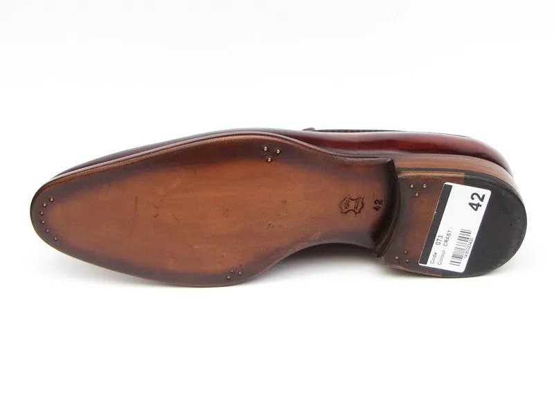 Paul Parkman Men's Hand-Painted Leather Tassel Loafers in Brown